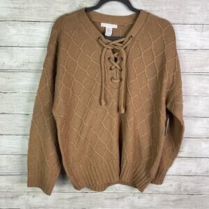 Design Story Lace Up Sweater Size XXL